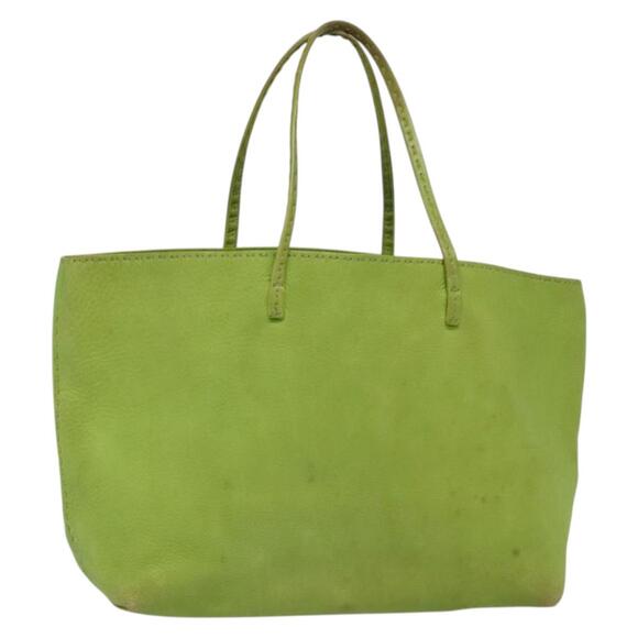 FENDI Tote Bag Leather Green Silver - Picture 1 of 12